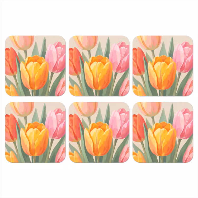 Tulpen - Abstract - Kleurrijk onderzetter kurk middel -3d