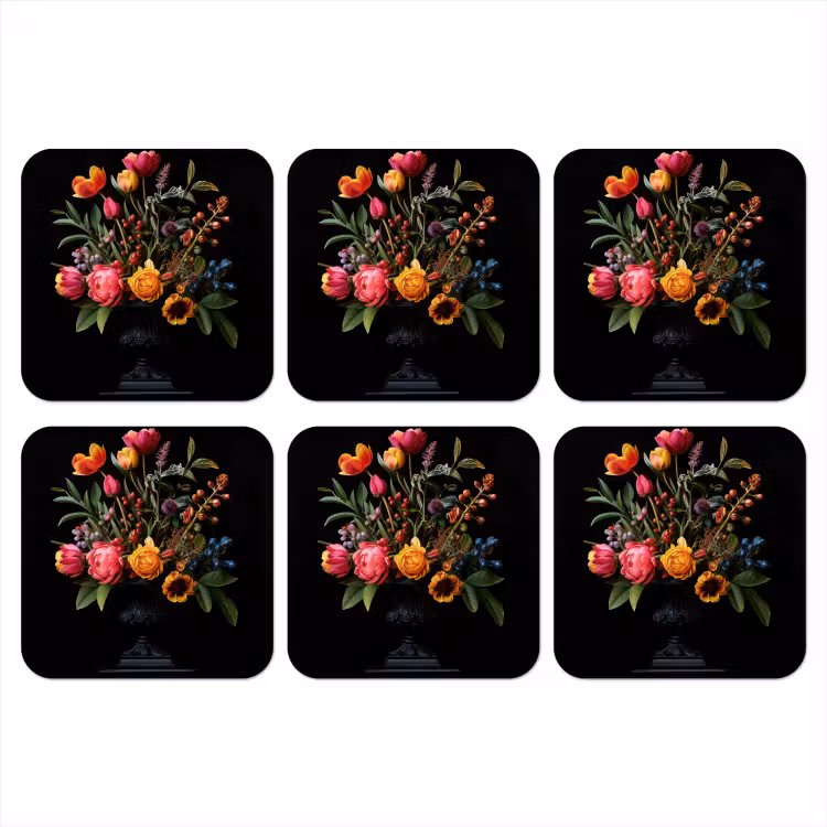 Tulpen - Bessen - Boeket - Vaas onderzetter kurk middel -3d
