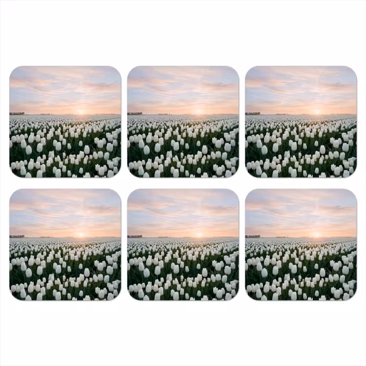 Tulpen - Landschap - Wit onderzetter kurk middel -3d