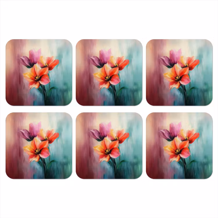 Tulpen - Lichtreflecties - Kleurverloop onderzetter kurk middel -3d