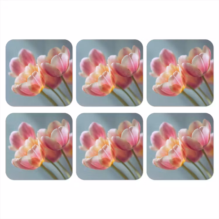 Tulpen - Roze - Stelen onderzetter kurk middel -3d