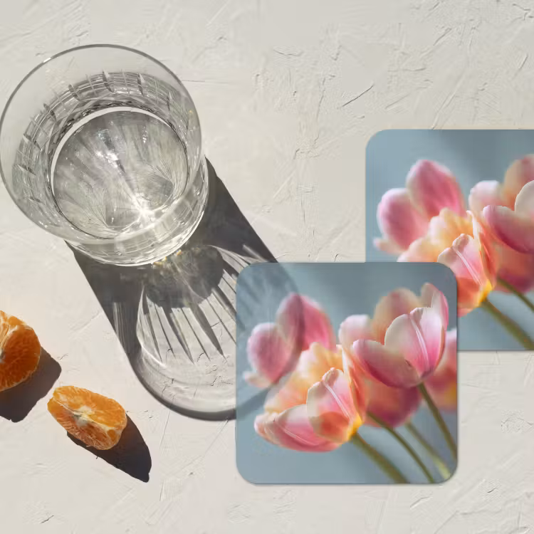 Tulpen - Roze - Stelen onderzetter kurk middel -sfeer4