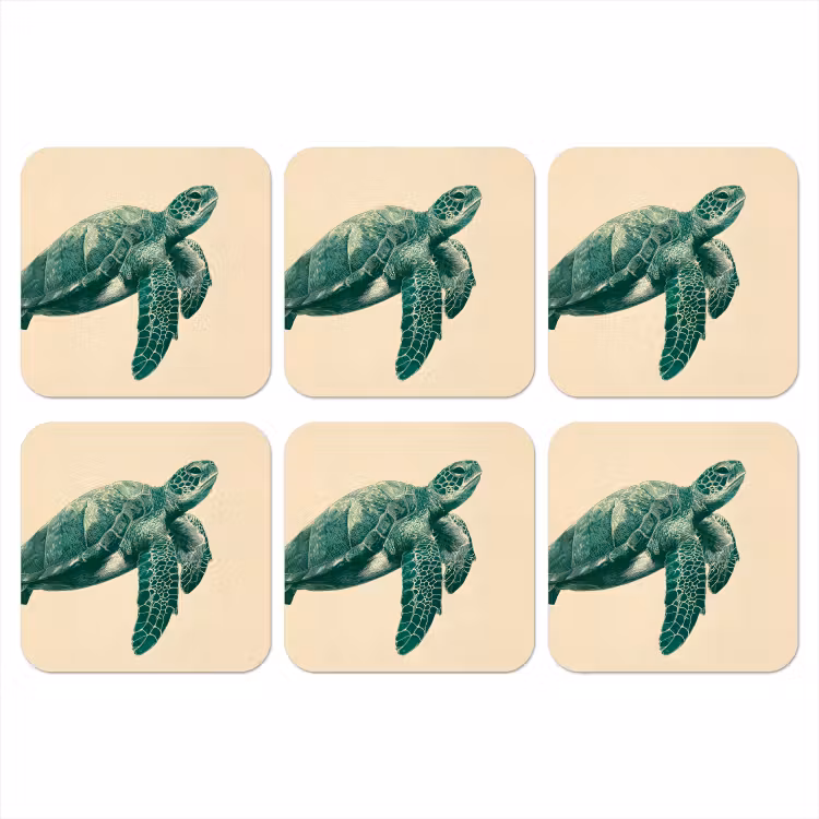 Schildpad - Sierlijk - Groen - Schild onderzetter kurk middel -3d