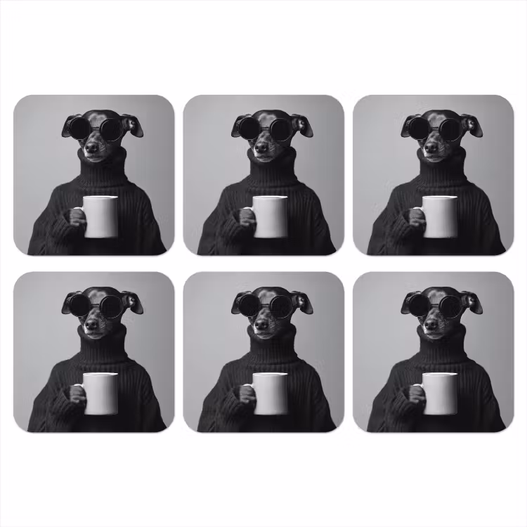 Coltrui - Hond - Bril - Mok onderzetter kurk middel -3d