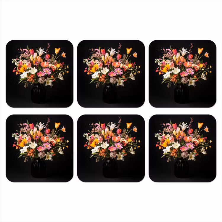 Vaas - Bloemen - Tulpen onderzetter kurk middel -3d