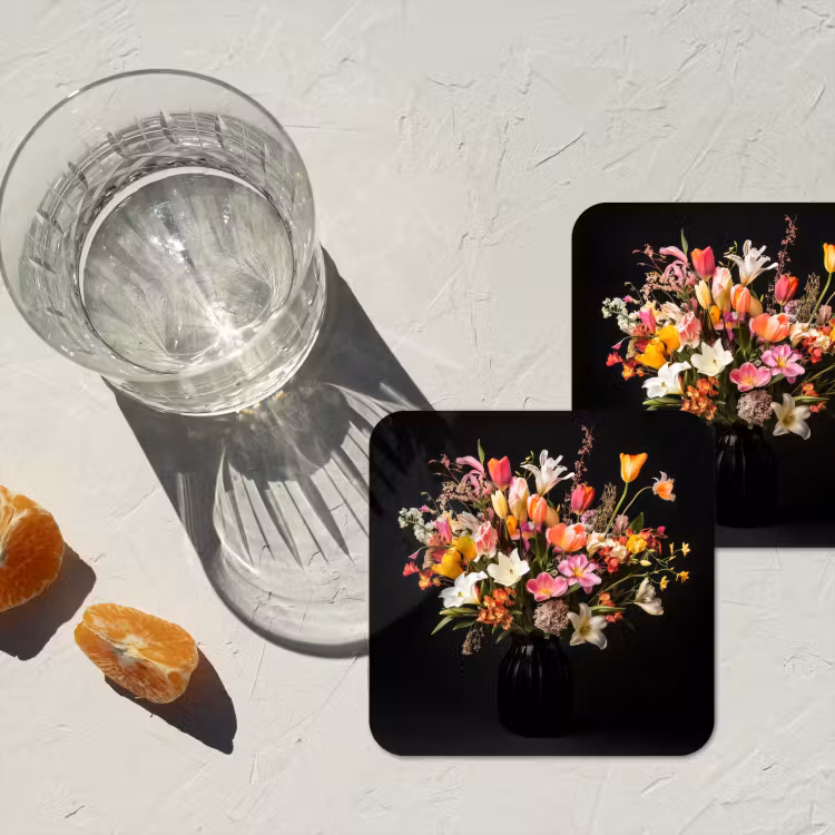 Vaas - Bloemen - Tulpen onderzetter kurk middel -sfeer4