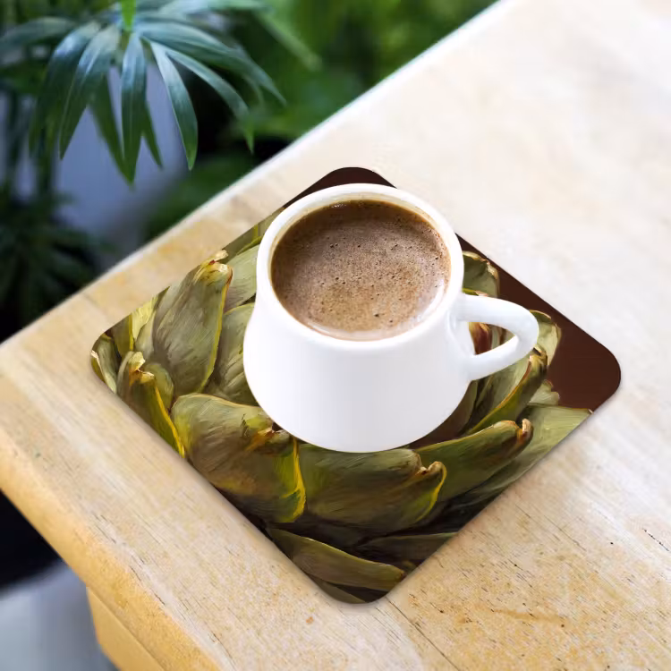 Coaster - Vegetable - Artichoke - Green - Groente - Artisjok - Groen onderzetter kurk middel