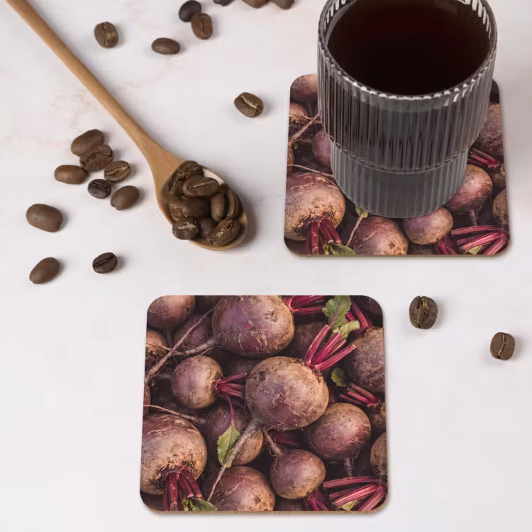 Coaster - Vegetable - Red - Natural - Groente - Rood - Natuur onderzetter kurk middel