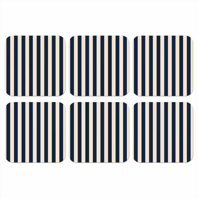 Verticale strepen - Blauw - Crème onderzetter kurk middel 366 -3d