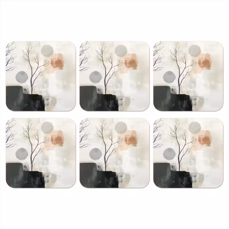Wabi sabi - Beige - Plant onderzetter kurk middel -3d