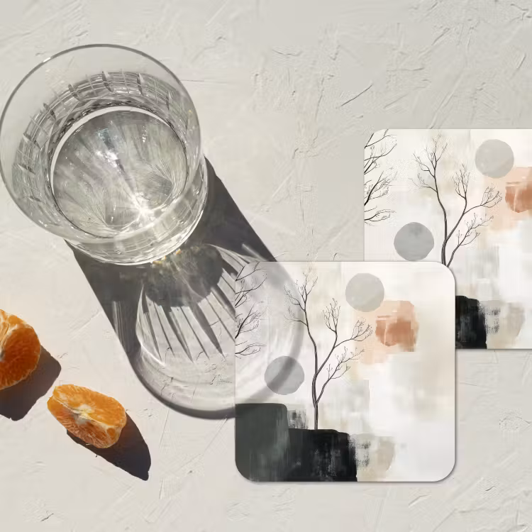 Wabi sabi - Beige - Plant onderzetter kurk middel -sfeer4