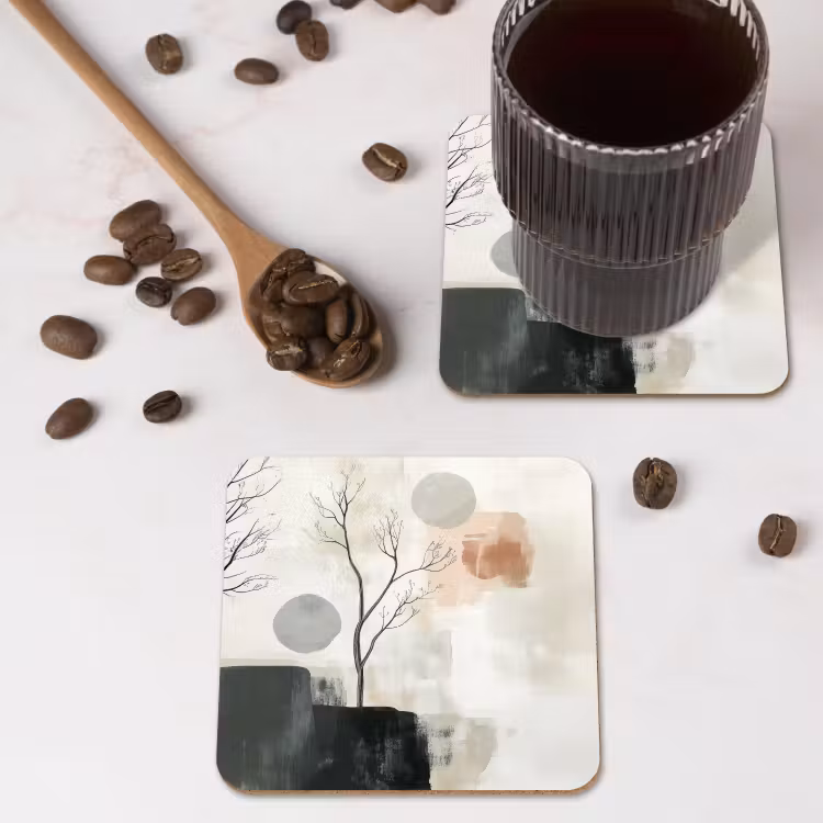 Wabi sabi - Beige - Plant onderzetter kurk middel -sfeer2