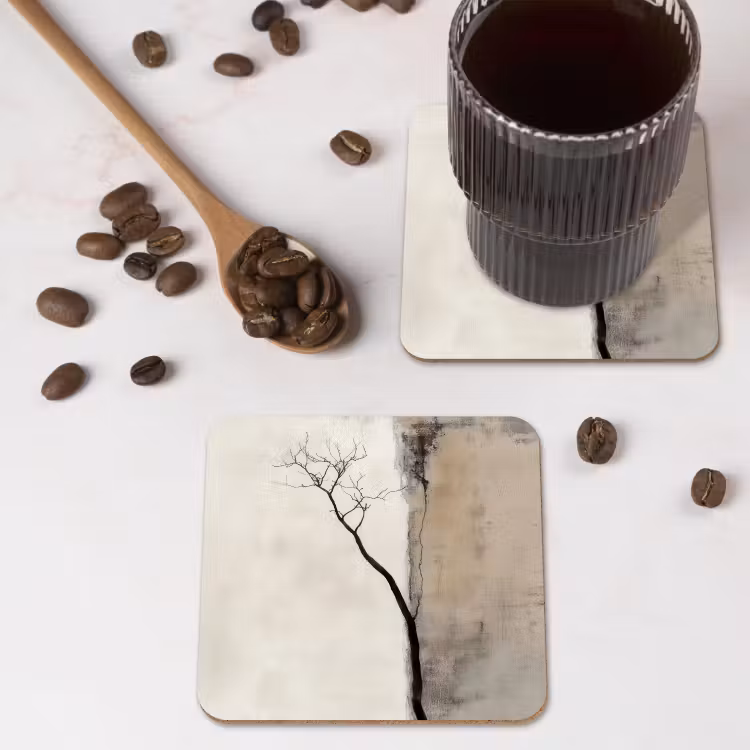 Wabi sabi - Plant - Beige onderzetter kurk middel -sfeer2