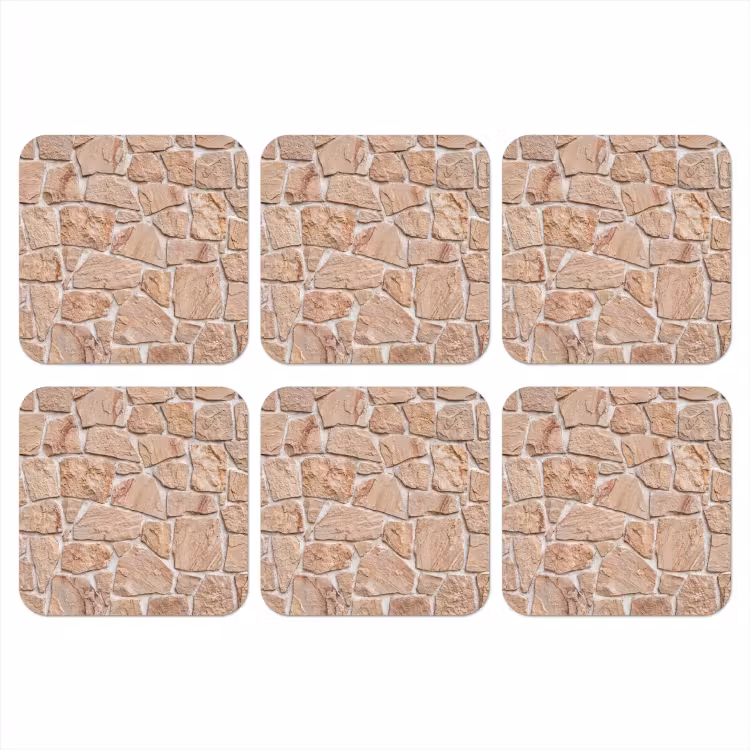 Muur - Steen - Patroon - Rustiek - Beige onderzetter kurk middel -3d