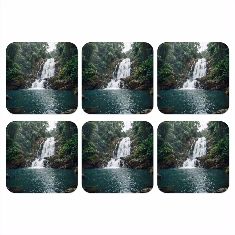 Waterfall - Forest - Nature - Greenkhgyguyg onderzetter kurk middel -3d