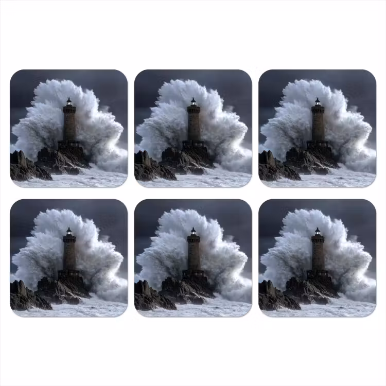 Golf - Vuurtoren - Schuimend water onderzetter kurk middel -3d