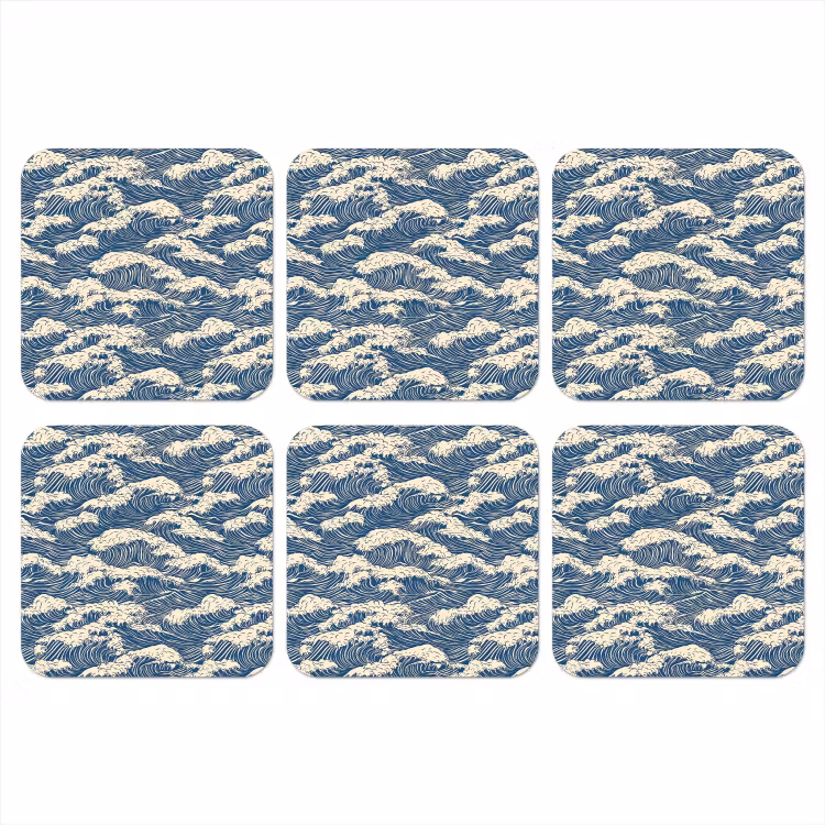 Golven - Klassiek - Blauw onderzetter kurk middel 366 -3d