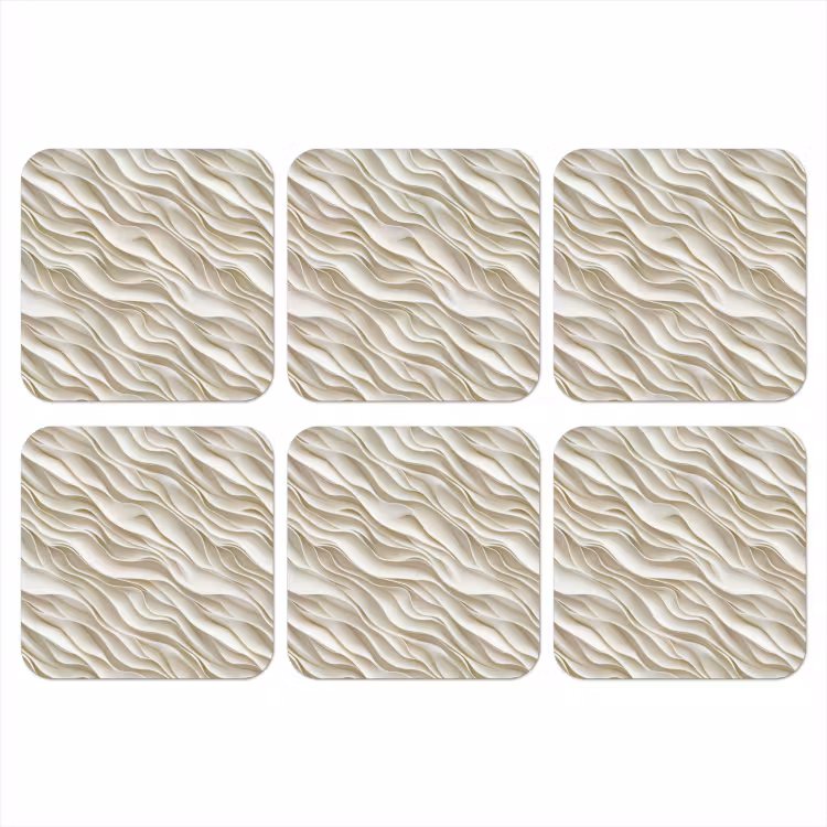 Golven - Wit - Minimalistisch onderzetter kurk middel 366 -3d