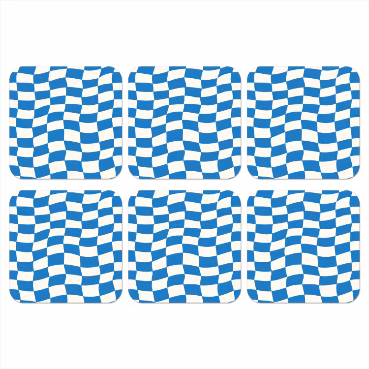 Golvend - Patroon - Blauw onderzetter kurk middel 366 -3d