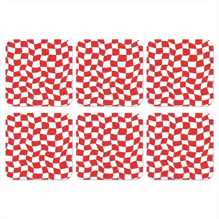 Golvend - Patroon - Rood onderzetter kurk middel 366 -3d