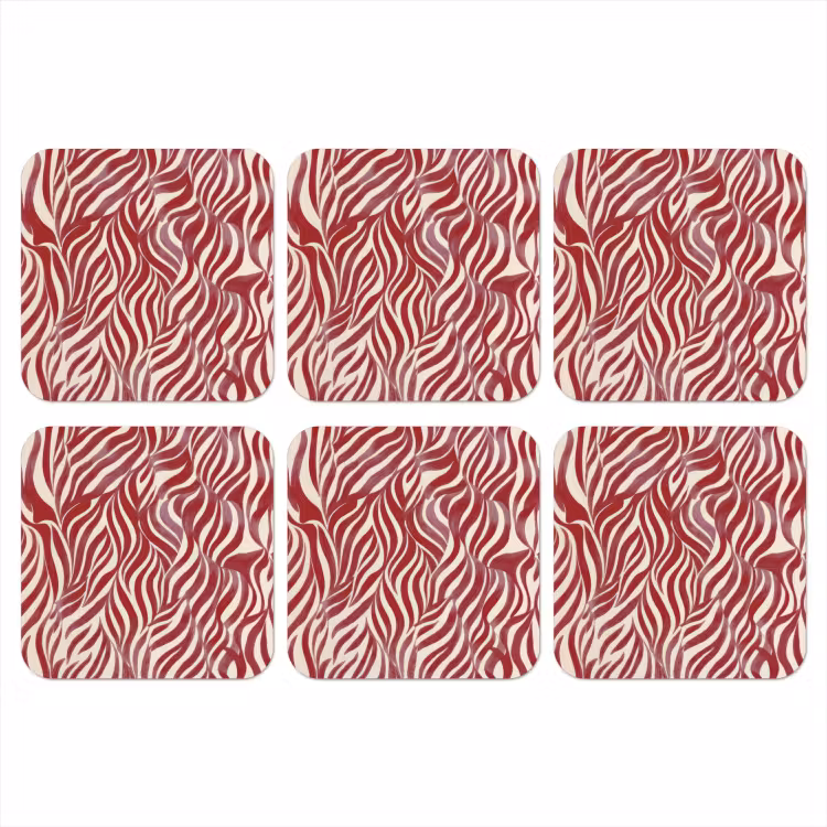 Golvende vormen - Abstract - Rood onderzetter kurk middel -3d