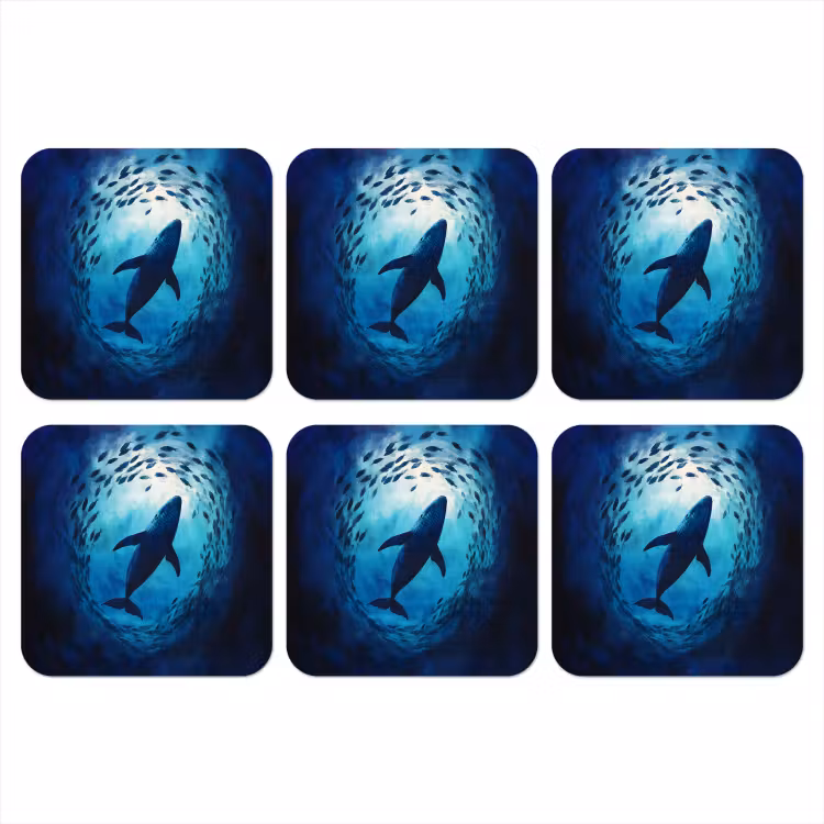 Walvis - Vissen - Donkerblauw onderzetter kurk middel -3d