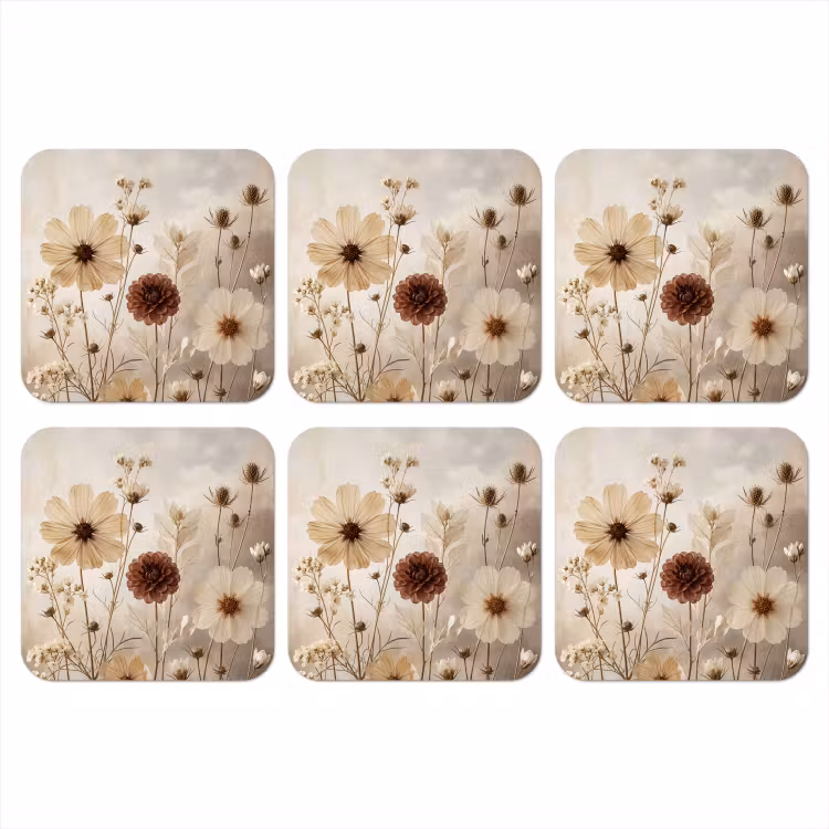 Wilde bloemen - Botanisch - Vintage - Natuur - Rustiek onderzetter kurk middel -3d