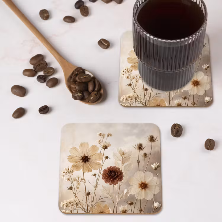 Wilde bloemen - Botanisch - Vintage - Natuur - Rustiek onderzetter kurk middel -sfeer2