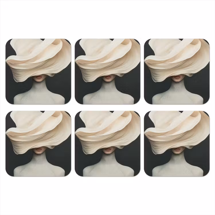 Vrouw - Beige - hoed onderzetter kurk middel -3d