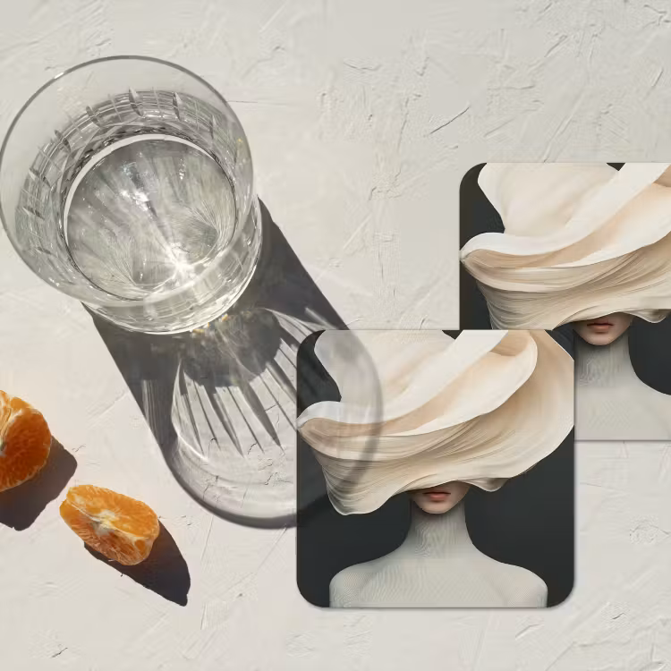 Vrouw - Beige - hoed onderzetter kurk middel -sfeer4