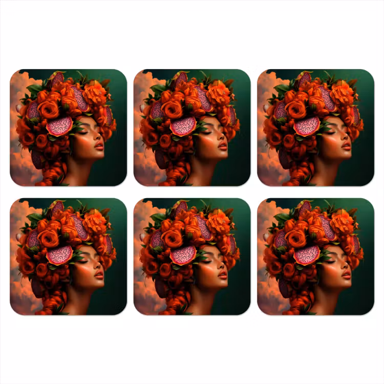 Vrouw - Drankenfruit - Rozen onderzetter kurk middel -3d