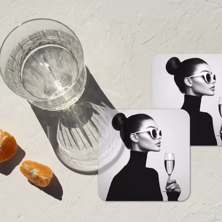 Vrouw - Champagne - Modern onderzetter kurk middel -sfeer4