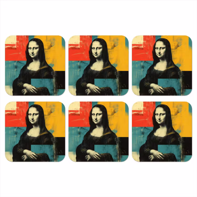 Vrouw - Kleurvlakken - Klassieke schilderkunst onderzetter kurk middel -3d