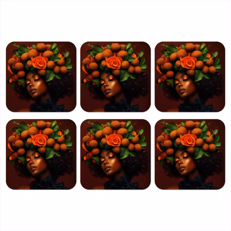 Vrouw - lychee - exotisch onderzetter kurk middel -3d