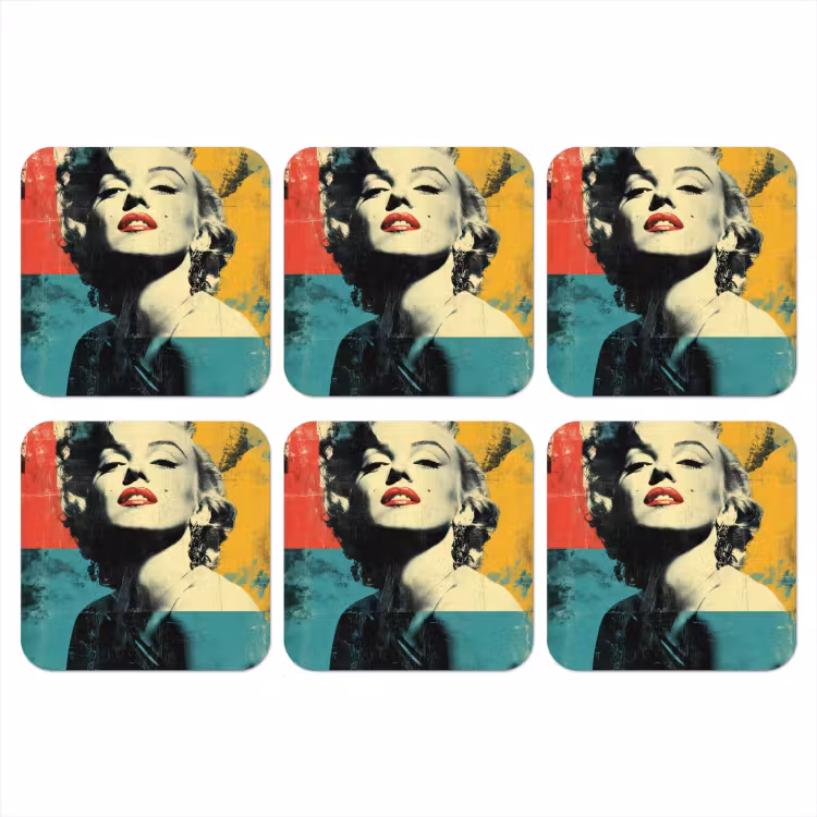 Vrouw - Rode lippen - Abstracte kleurvlakken - Popartuistraling onderzetter kurk middel -3d