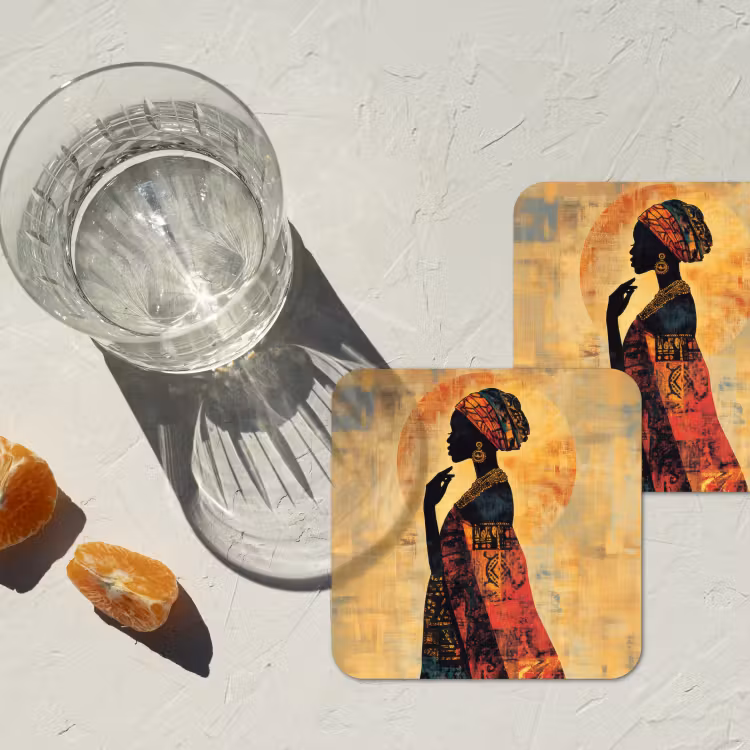 Vrouw - Silhouet - Patronen - Sierlijk onderzetter kurk middel -sfeer4