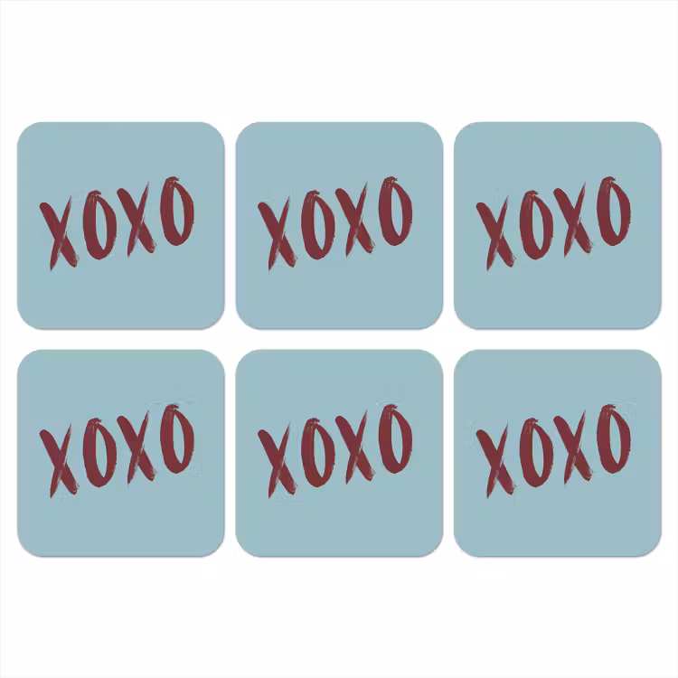 XOXO - Blauw - Rood onderzetter kurk middel -3d