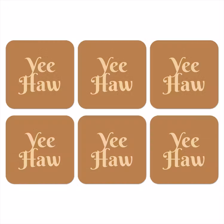 Yee haw - Bruin - Minimalistisch onderzetter kurk middel -3d