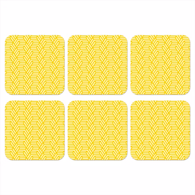 Geel - Patroon - Geometrisch onderzetter kurk middel 366 -3d