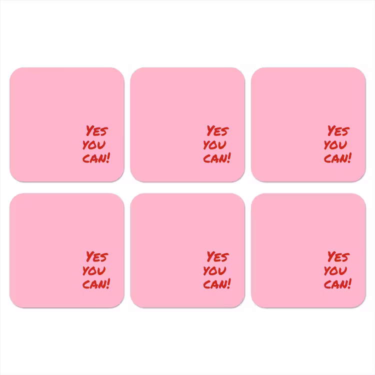 Yes you can do it - Rood - Roze onderzetter kurk middel -3d