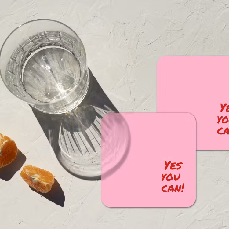 Yes you can do it - Rood - Roze onderzetter kurk middel -sfeer4