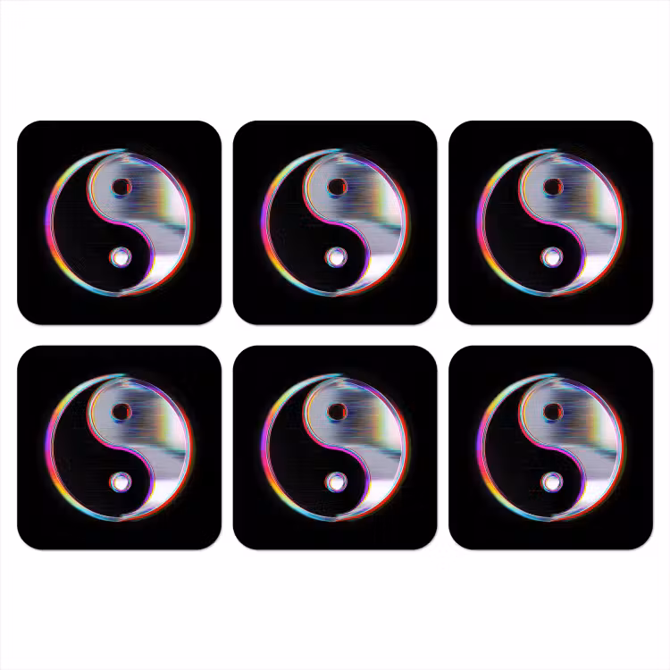 Yin-Yang - Cirkel - Regenboog onderzetter kurk middel -3d