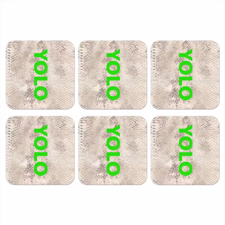 YOLO - Groen - Neon - Slangenprnt onderzetter kurk middel -3d
