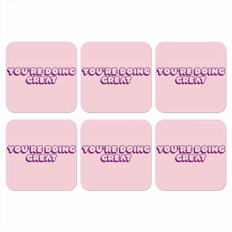 You're doing great - roze - 3D onderzetter kurk middel -3d
