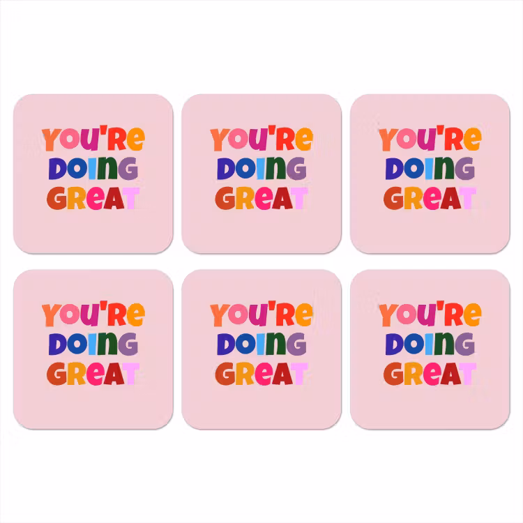 You're doing great - Roze - Kleurrijk onderzetter kurk middel -3d