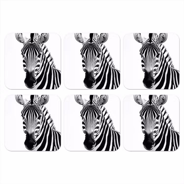 Zebra - Close-up - Zwart - Strepen onderzetter kurk middel -3d