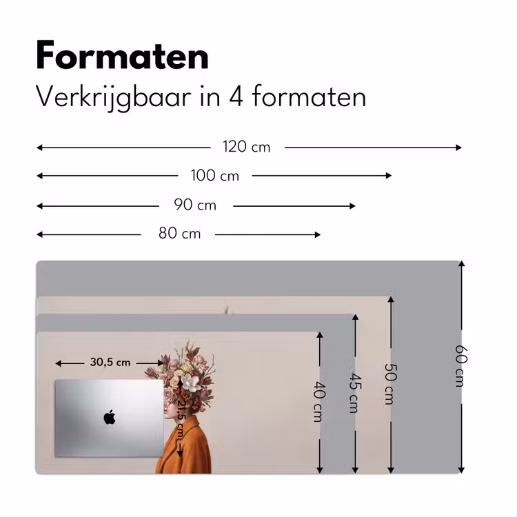 Gezicht - Boeket - Kleurrijk Muismat XXL klein -sfeer5
