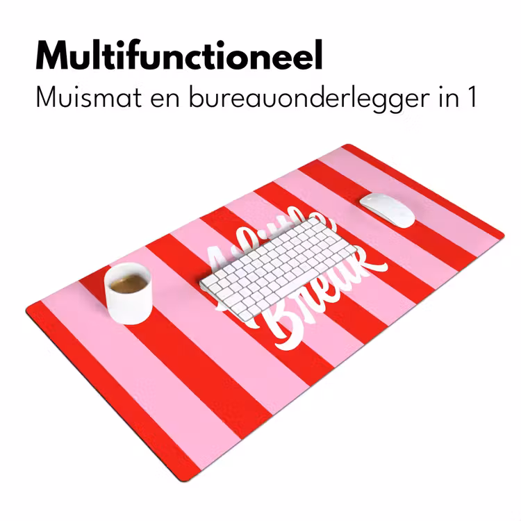 A Little Break - Strepen - Rood - Roze Muismat XXL klein -sfeer4