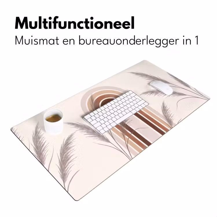 Abstract - Bogen - Plant - Boho - Beige Muismat XXL klein -sfeer4
