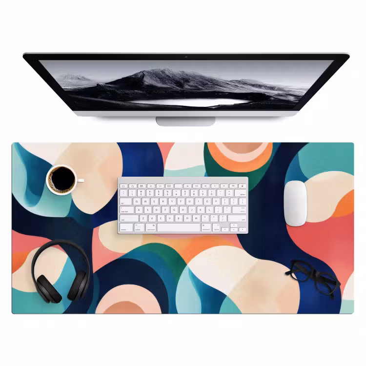 Abstract - Blauw - Roze Muismat XXL klein -3d